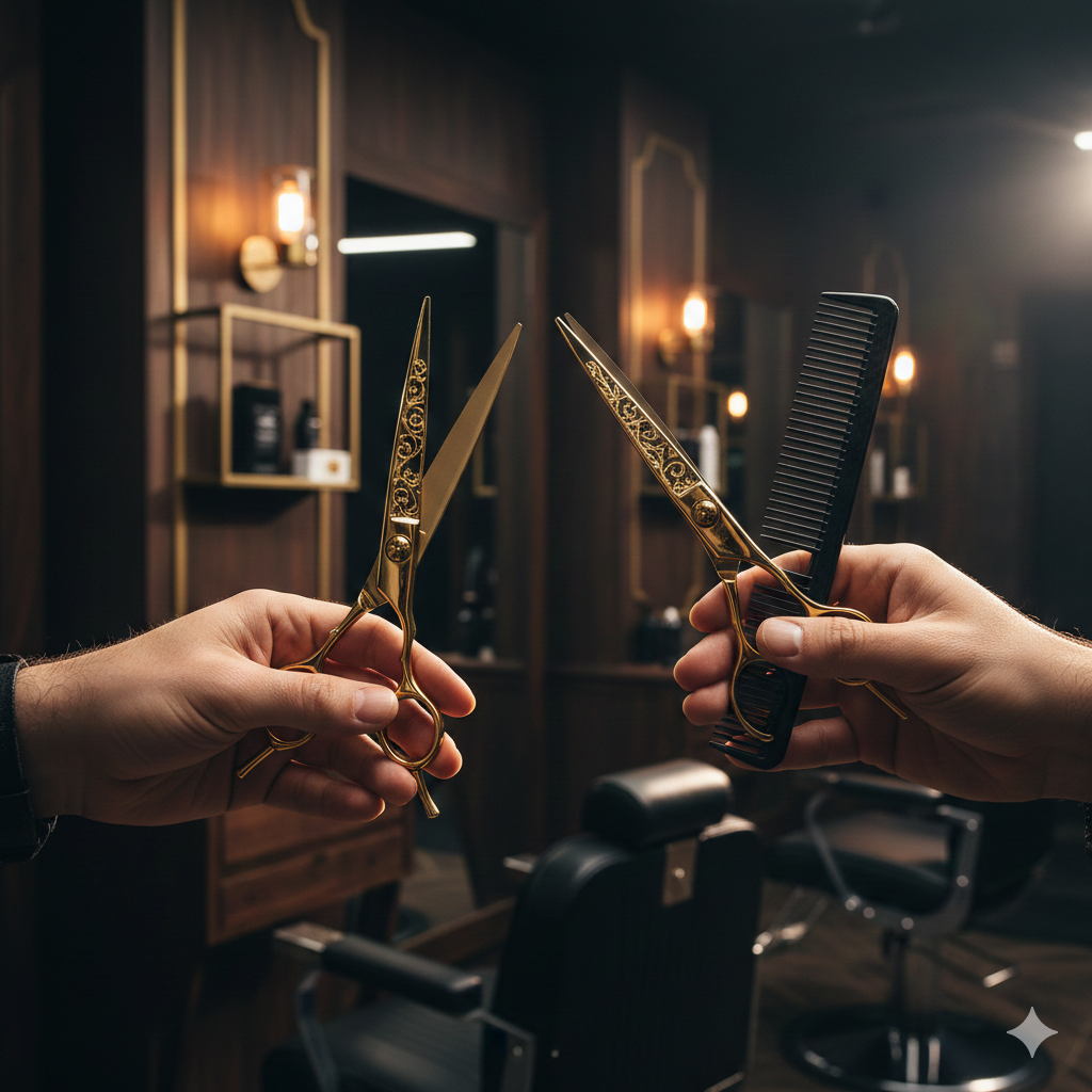 Professioneller Friseur bei der Arbeit